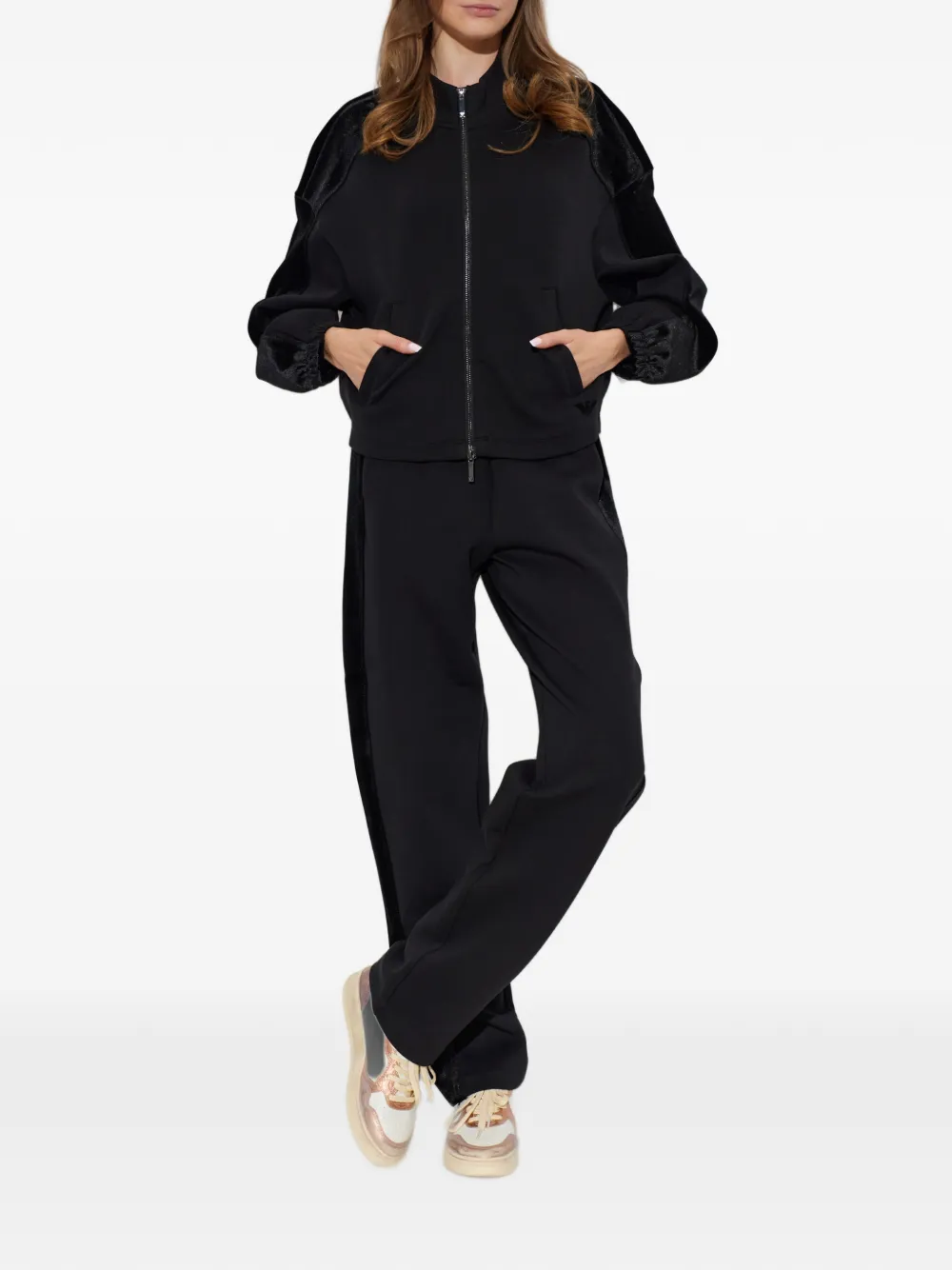 Emporio Armani Double Jersey Pants with Chenille Tape Travel Essential in Black, view 2
