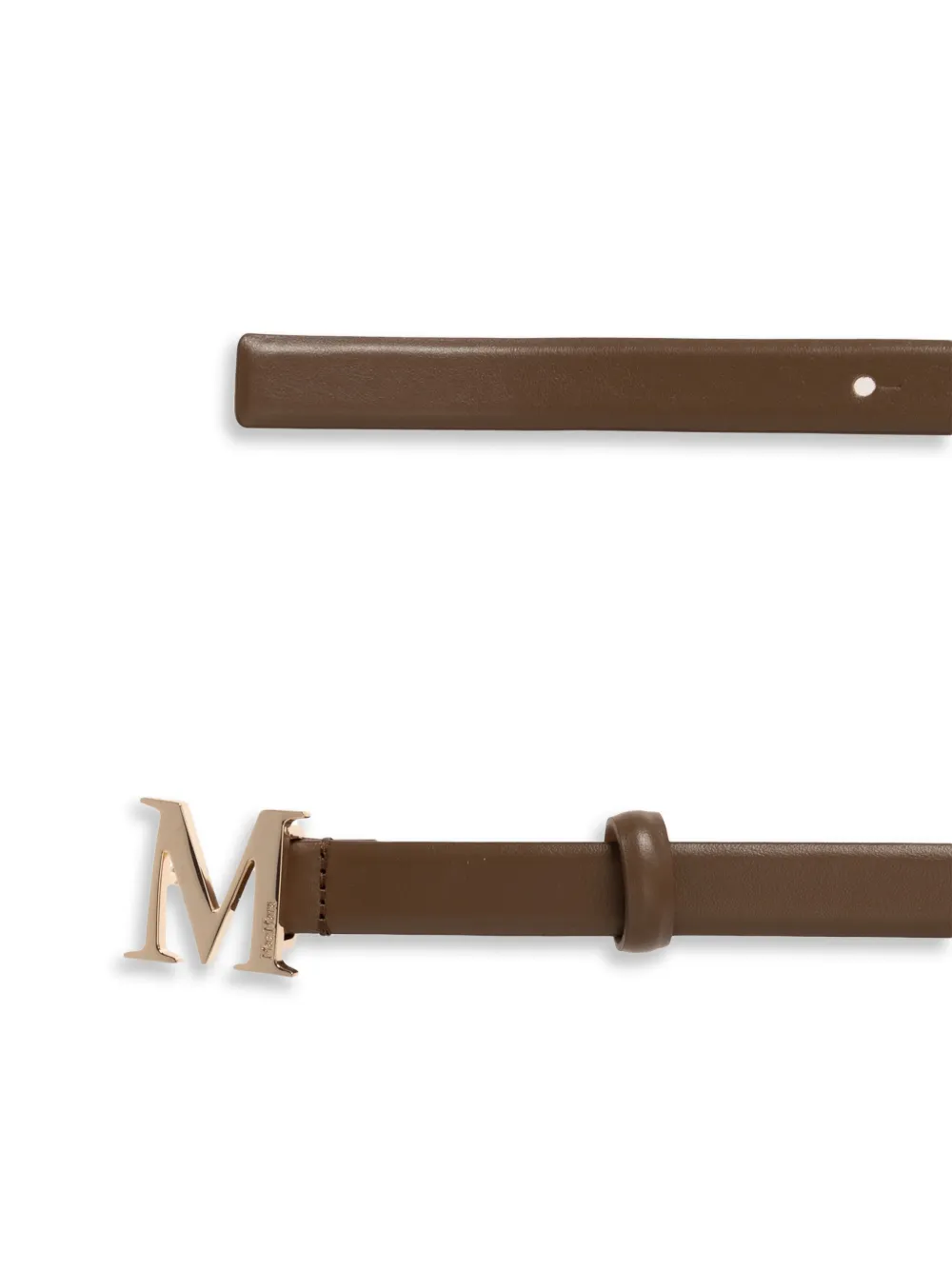 Max Mara Leren riem met M-logo Bruin