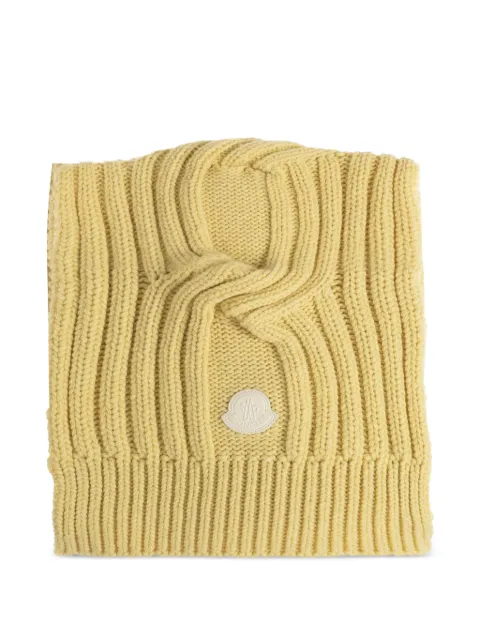 Moncler cable-knit logo-patch scarf