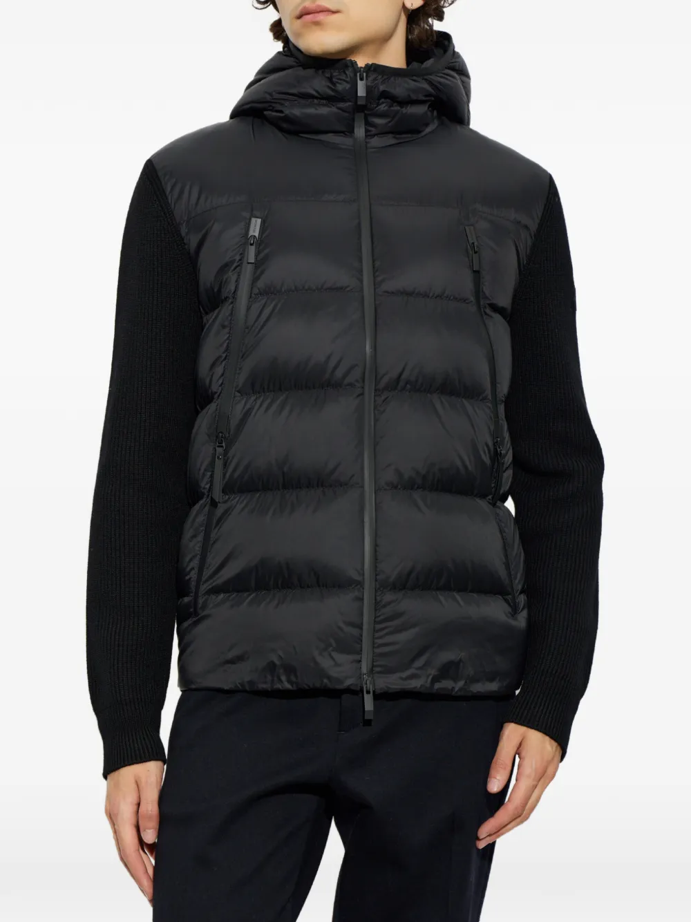 Moncler Wollen gewatteerd vest met rits Zwart