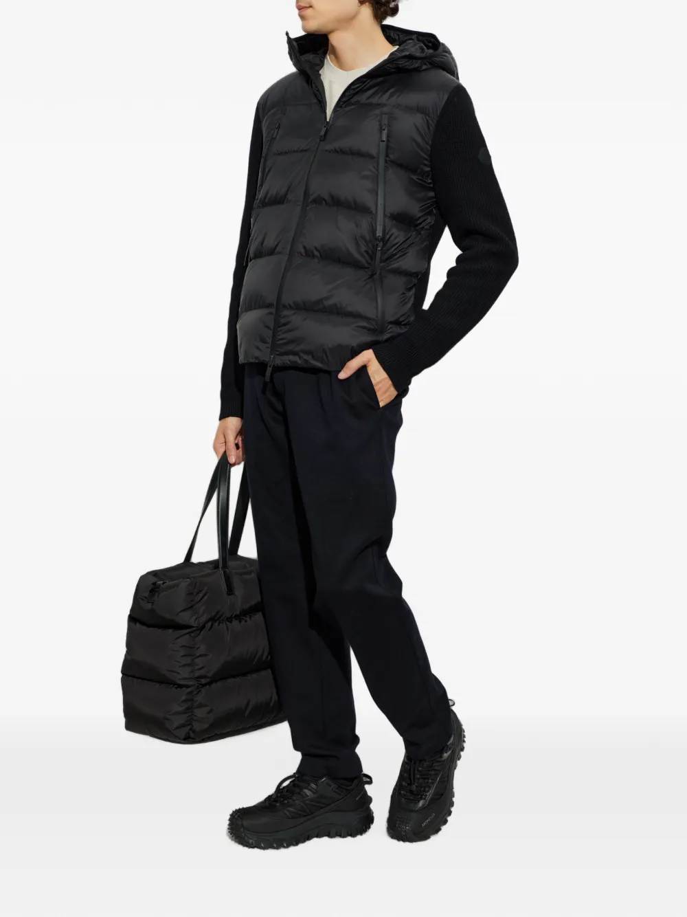Moncler Wollen gewatteerd vest met rits Zwart