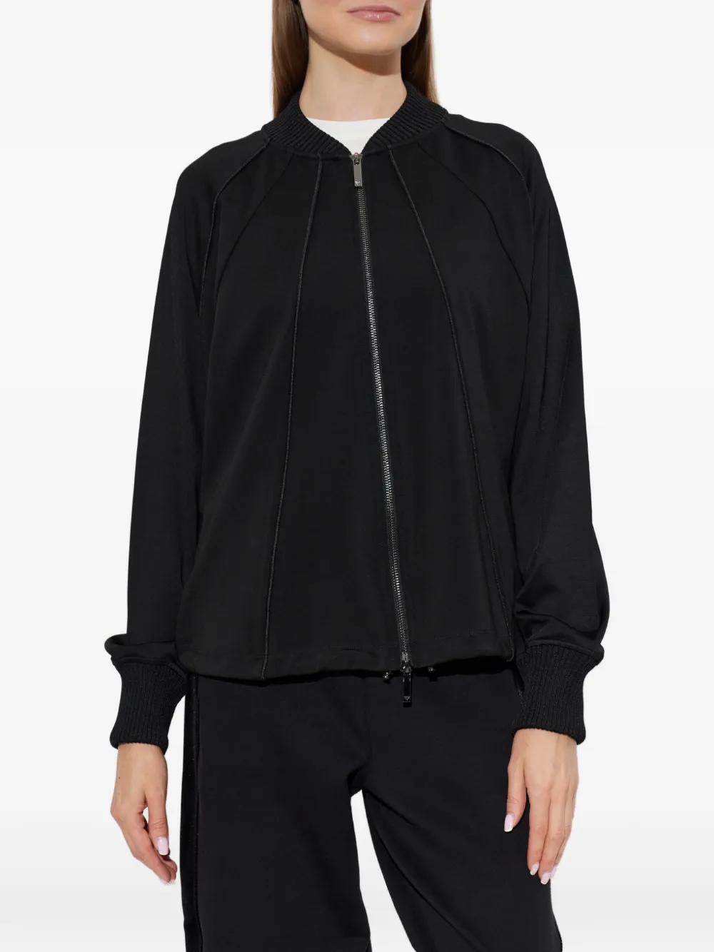 Emporio Armani Punto Milano jersey jack met trekkoord zoom Zwart