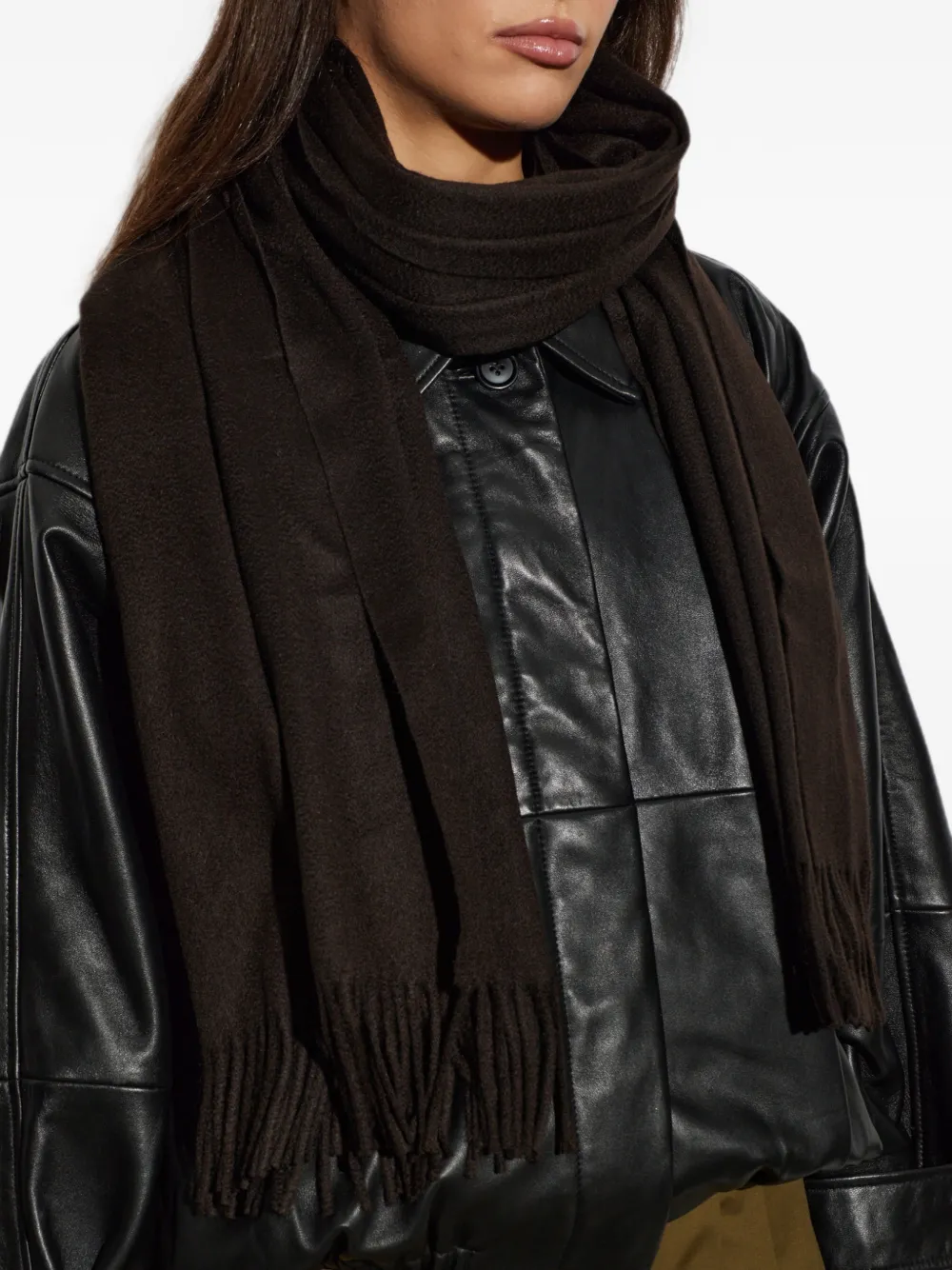 Max Mara Kasjmier stola met logo Bruin