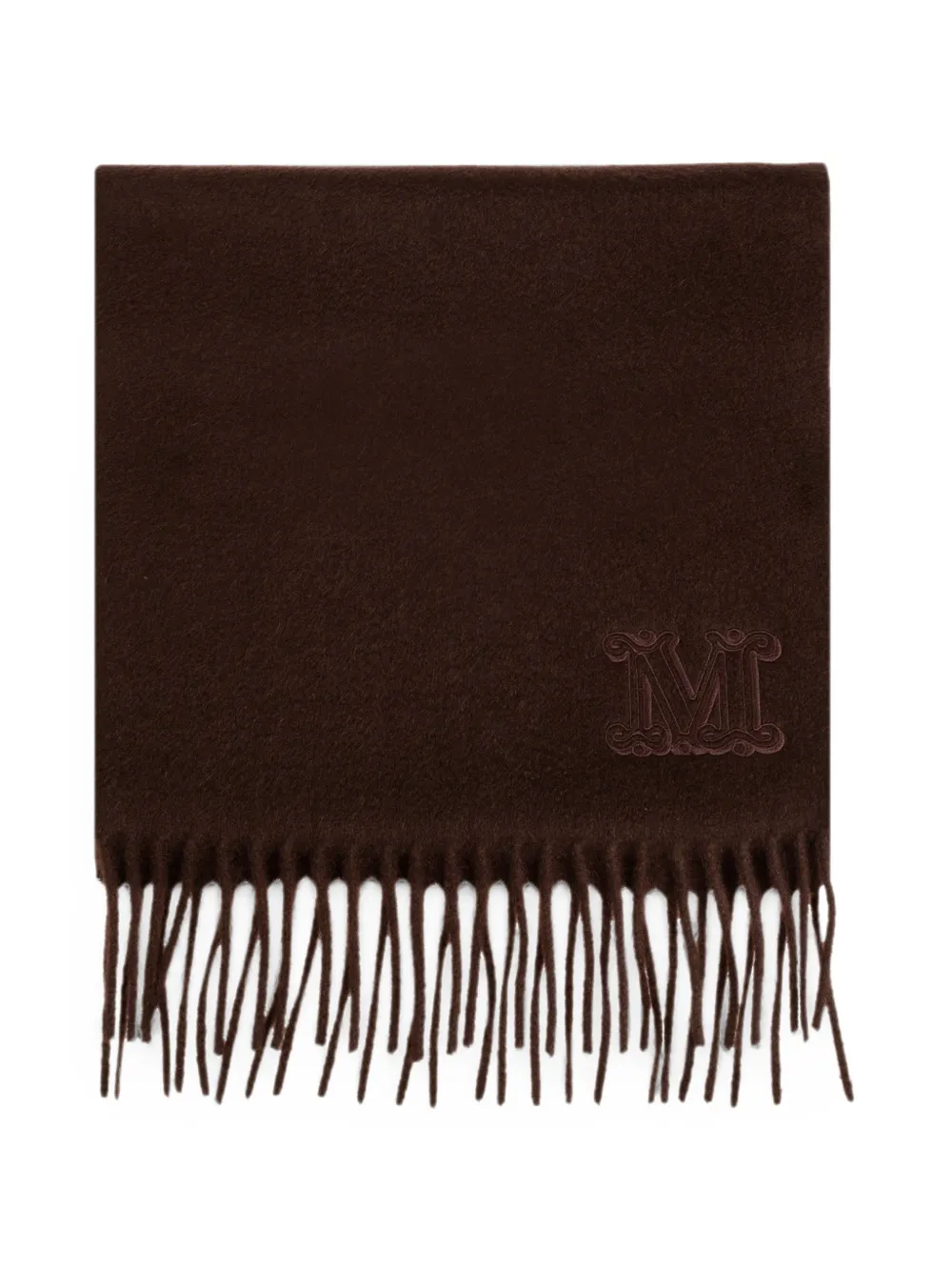 Max Mara fringed logo-embroidered scarf - Braun
