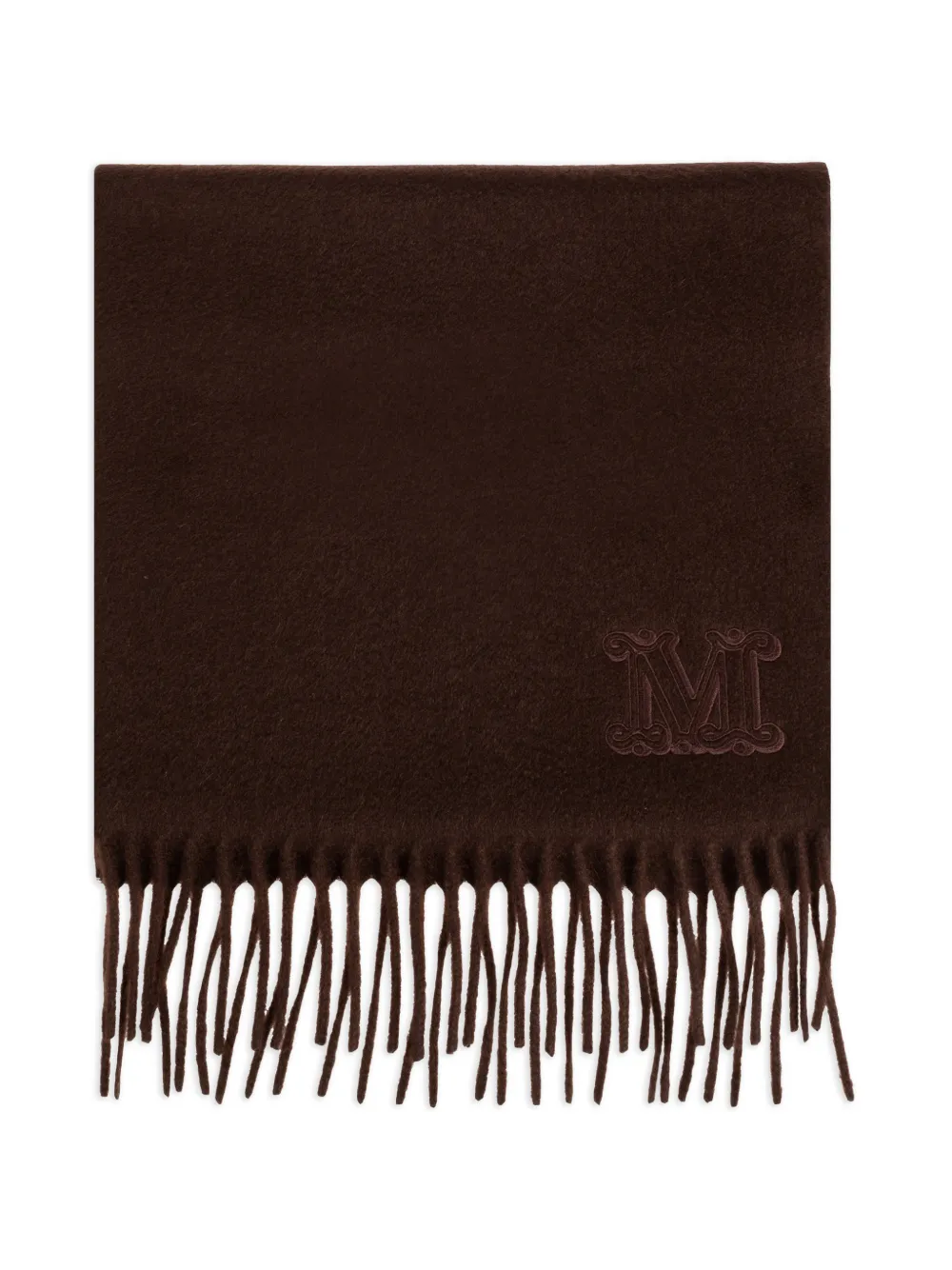 Max Mara fringed logo-embroidered scarf - Marrone
