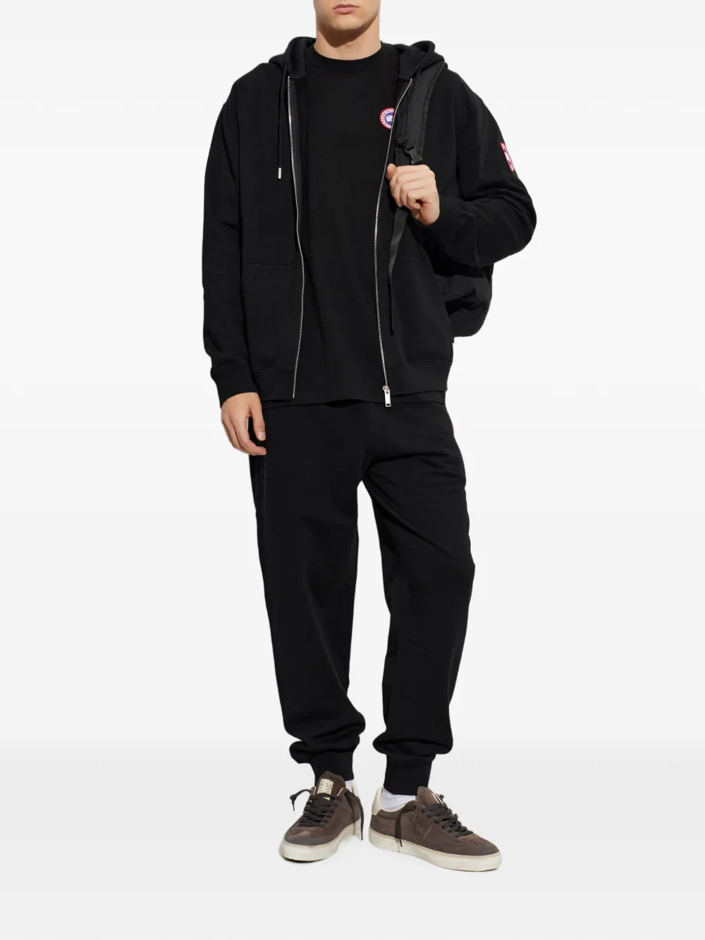 Canada Goose Loon Logo-patch Drawstring Cotton Track Pants in Black, view 2