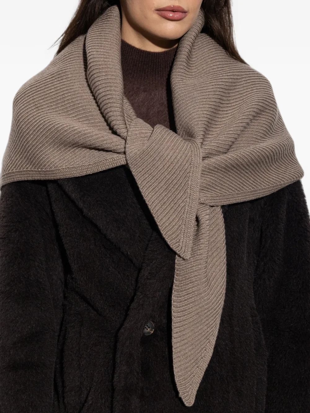 Max Mara Gebreide oversized wollen sjaal Bruin
