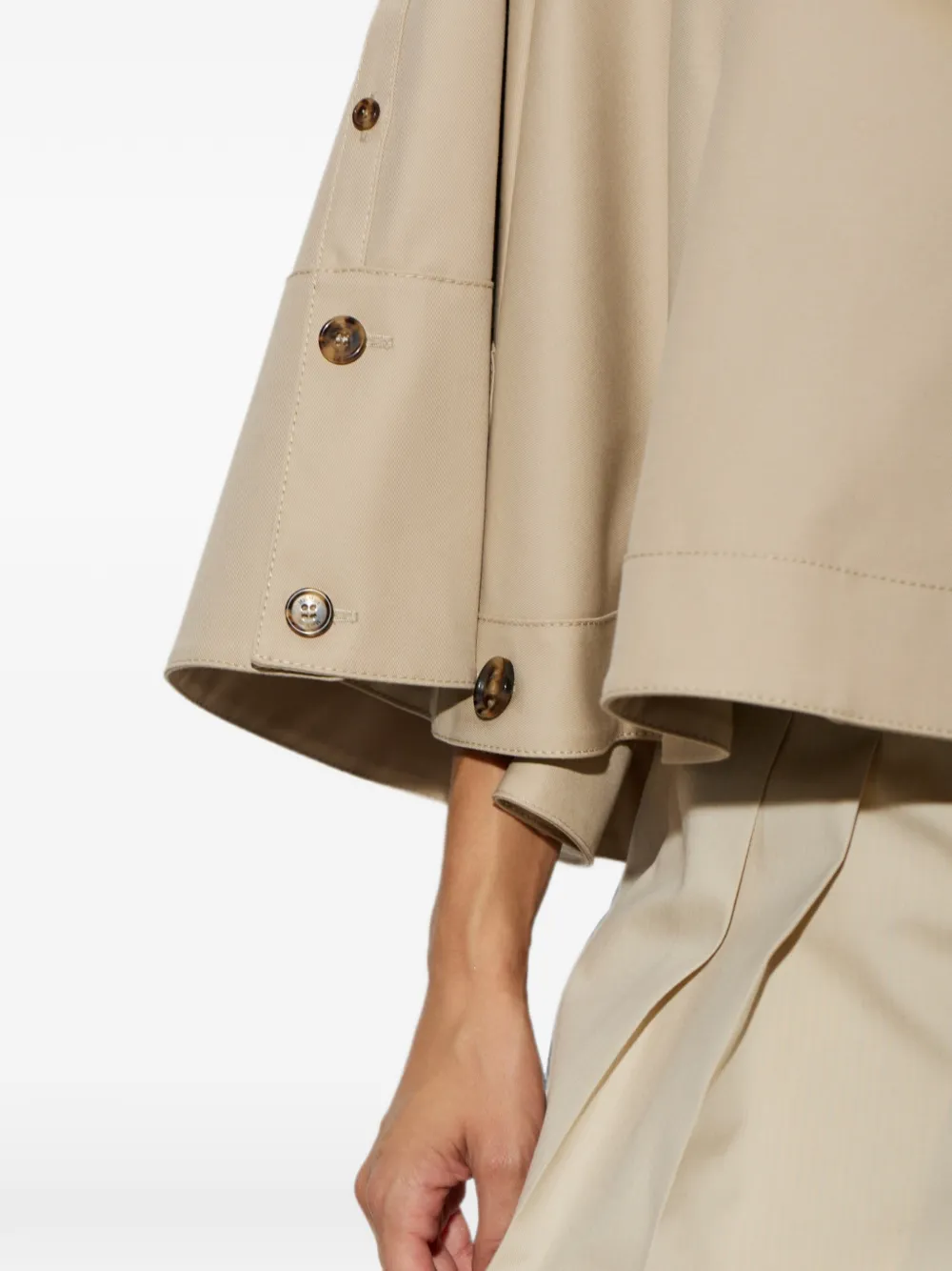 Max Mara Waterafstotende ruimvallende gabardine cape Beige