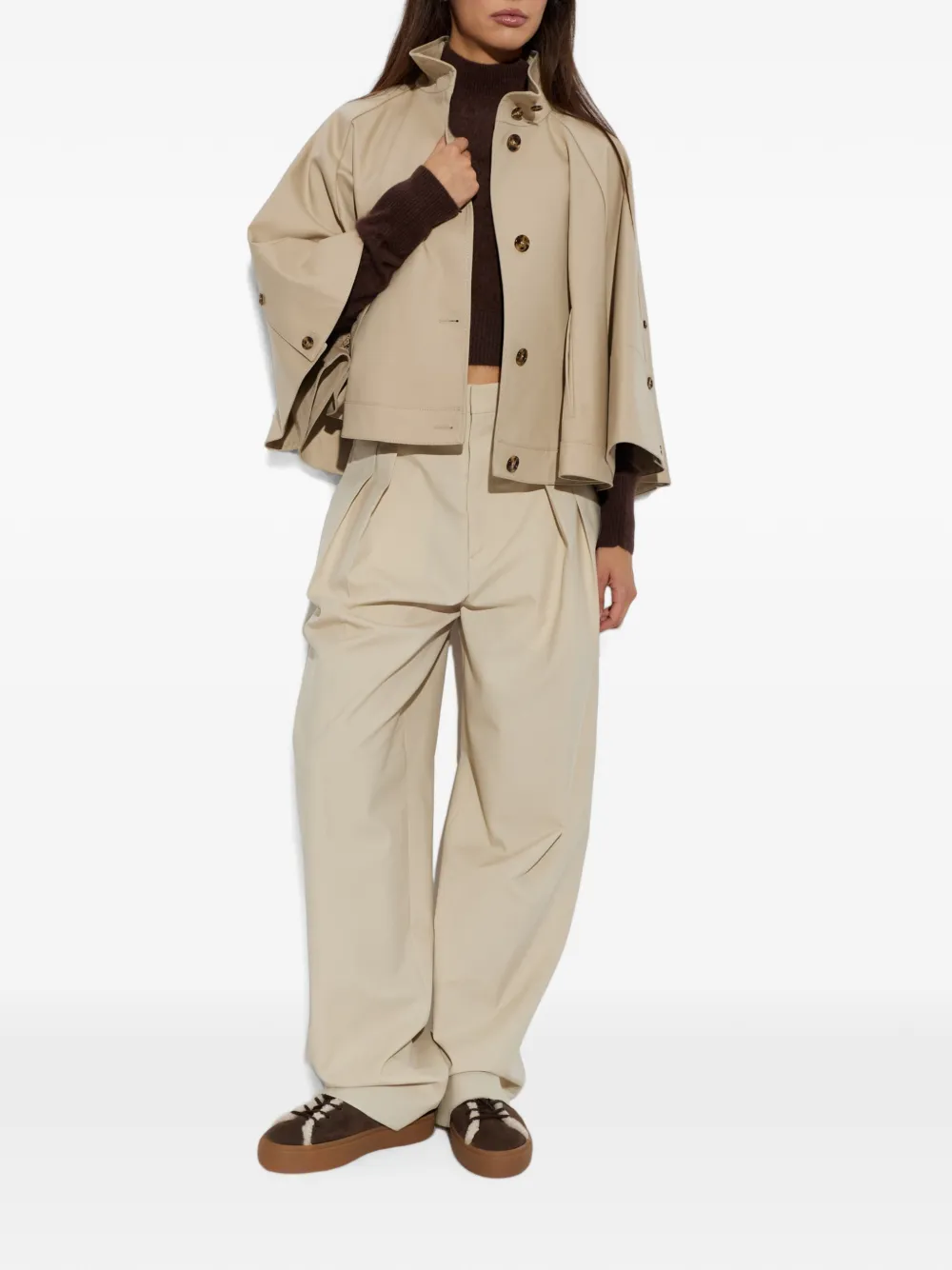Max Mara Waterafstotende ruimvallende gabardine cape Beige