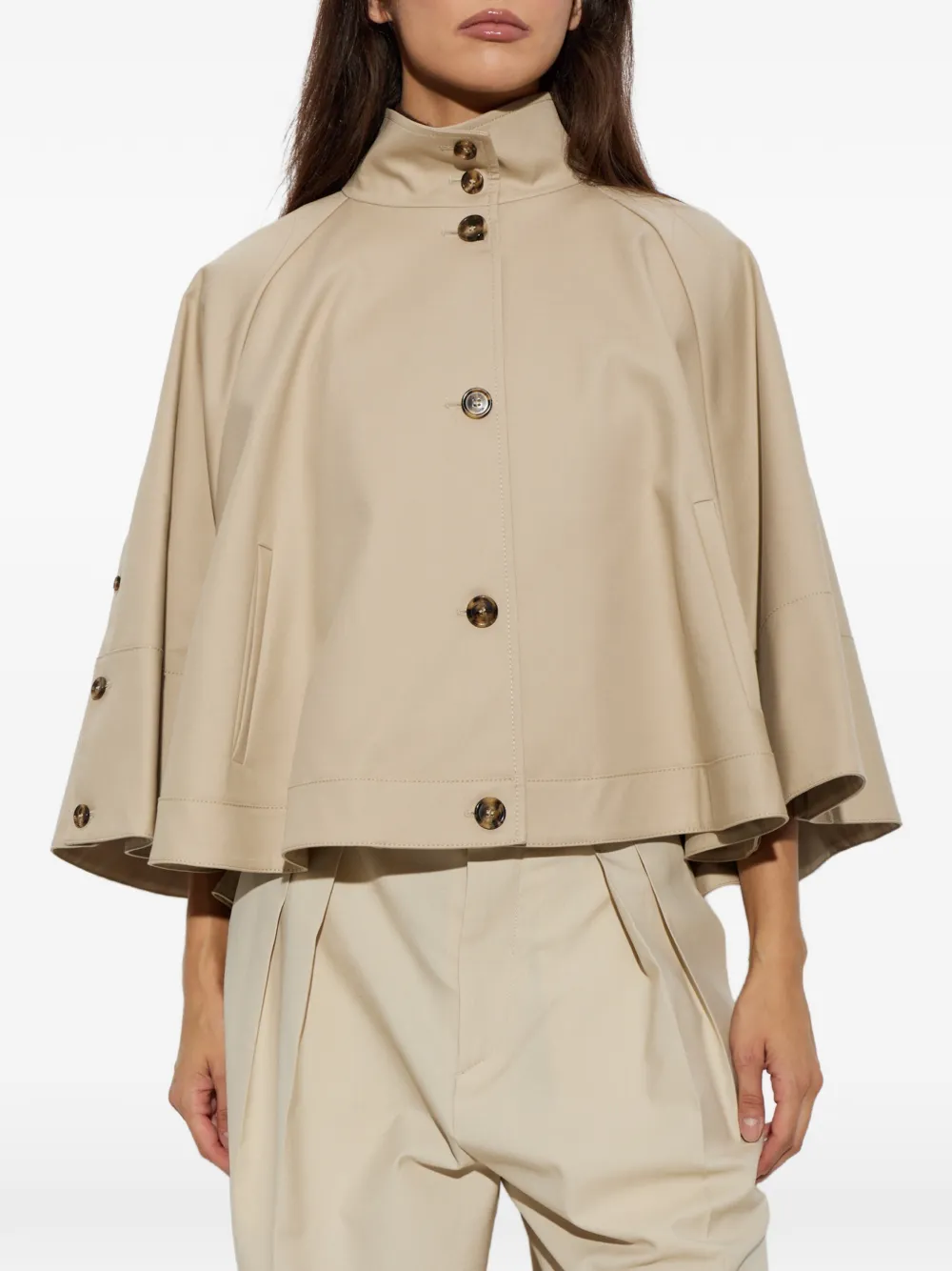 Max Mara Waterafstotende ruimvallende gabardine cape Beige