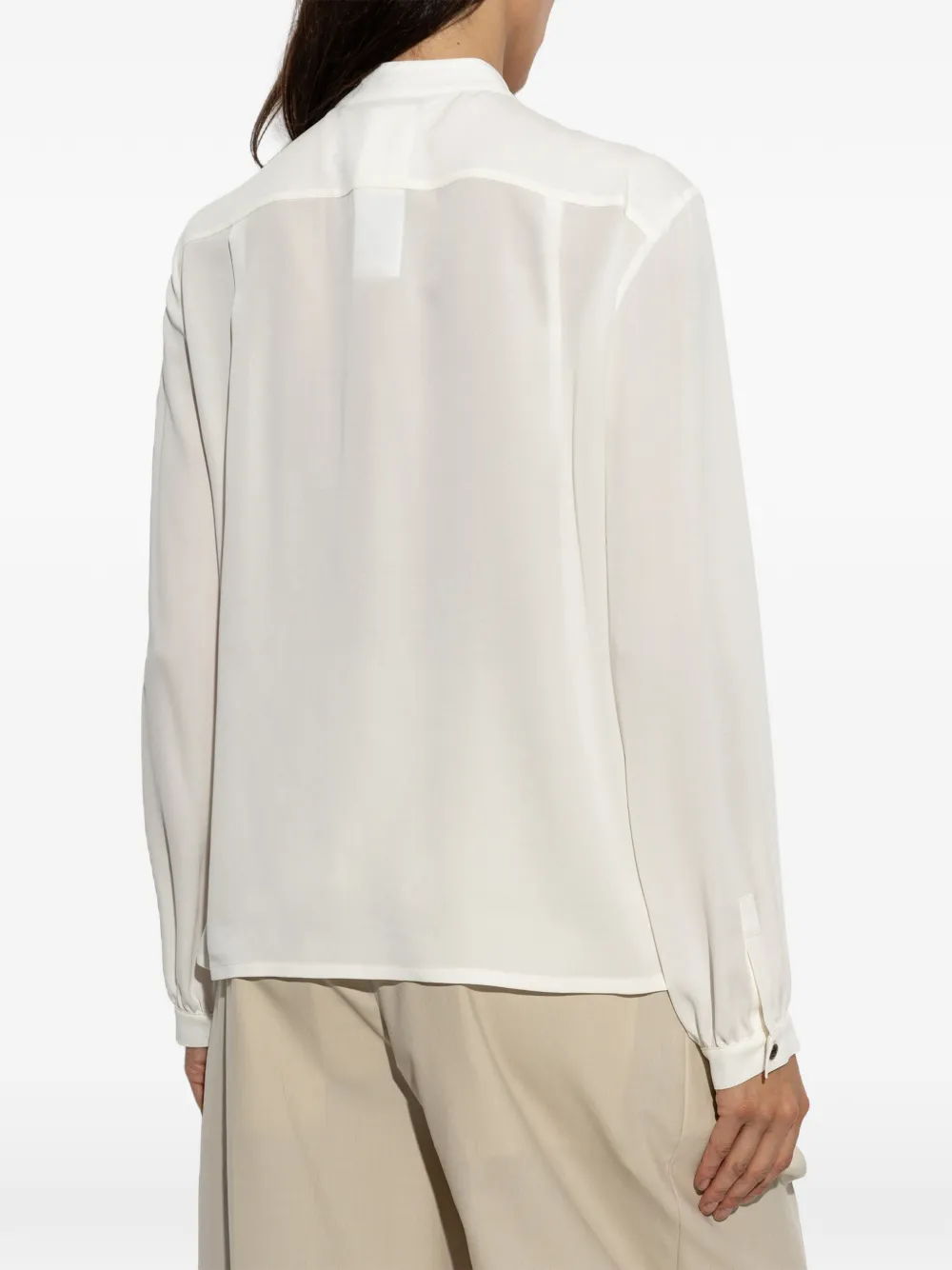 Max Mara Zijden blouse met gestrikte hals Wit