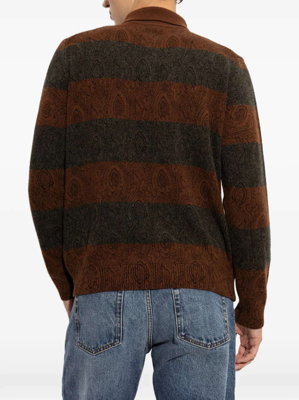 ETRO paisley-pattern striped polo sweater Bruin