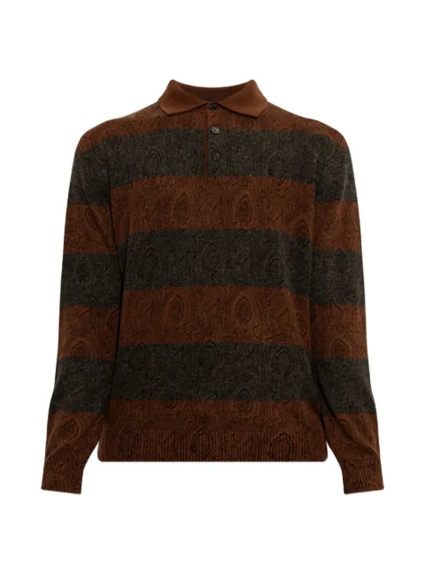 ETRO stribet polo-sweater med paisleytryk