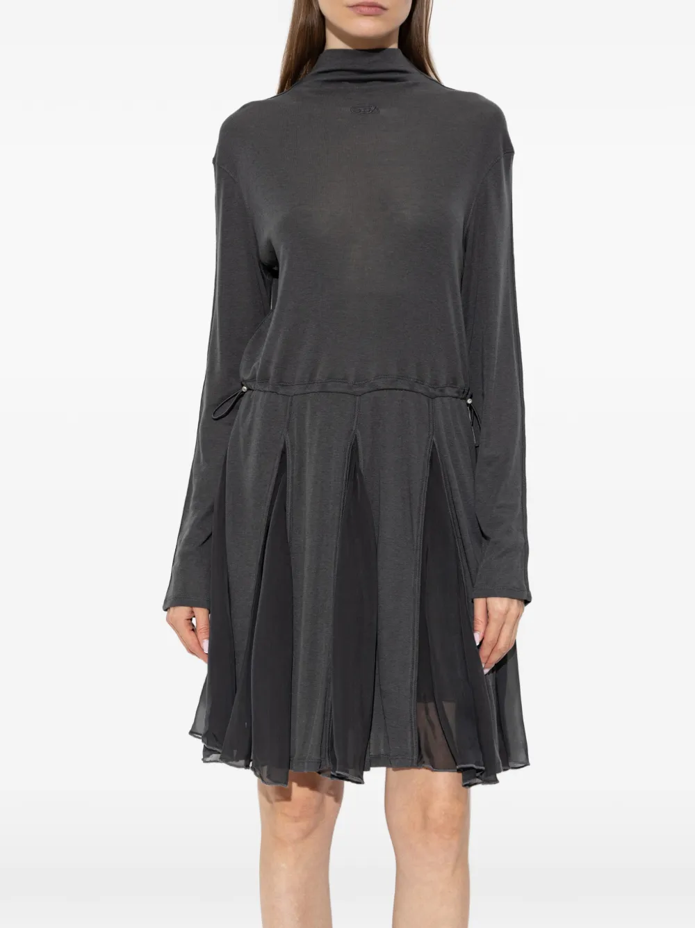 Diesel turtleneck mini dress in jersey and chiffon - Grau