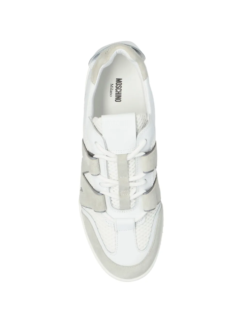 Moschino logo-patch panelled sneakers Wit
