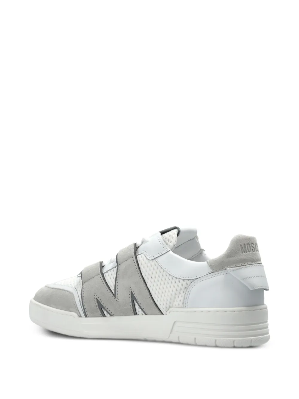 Moschino logo-patch panelled sneakers Wit