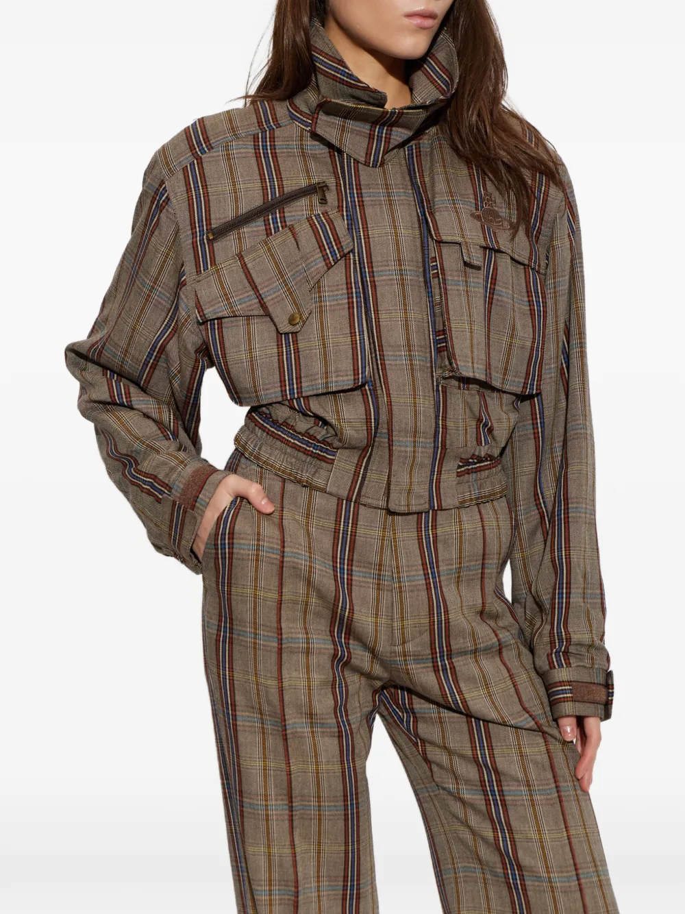 Vivienne Westwood Memphis Check Jacket in Brown, view 3