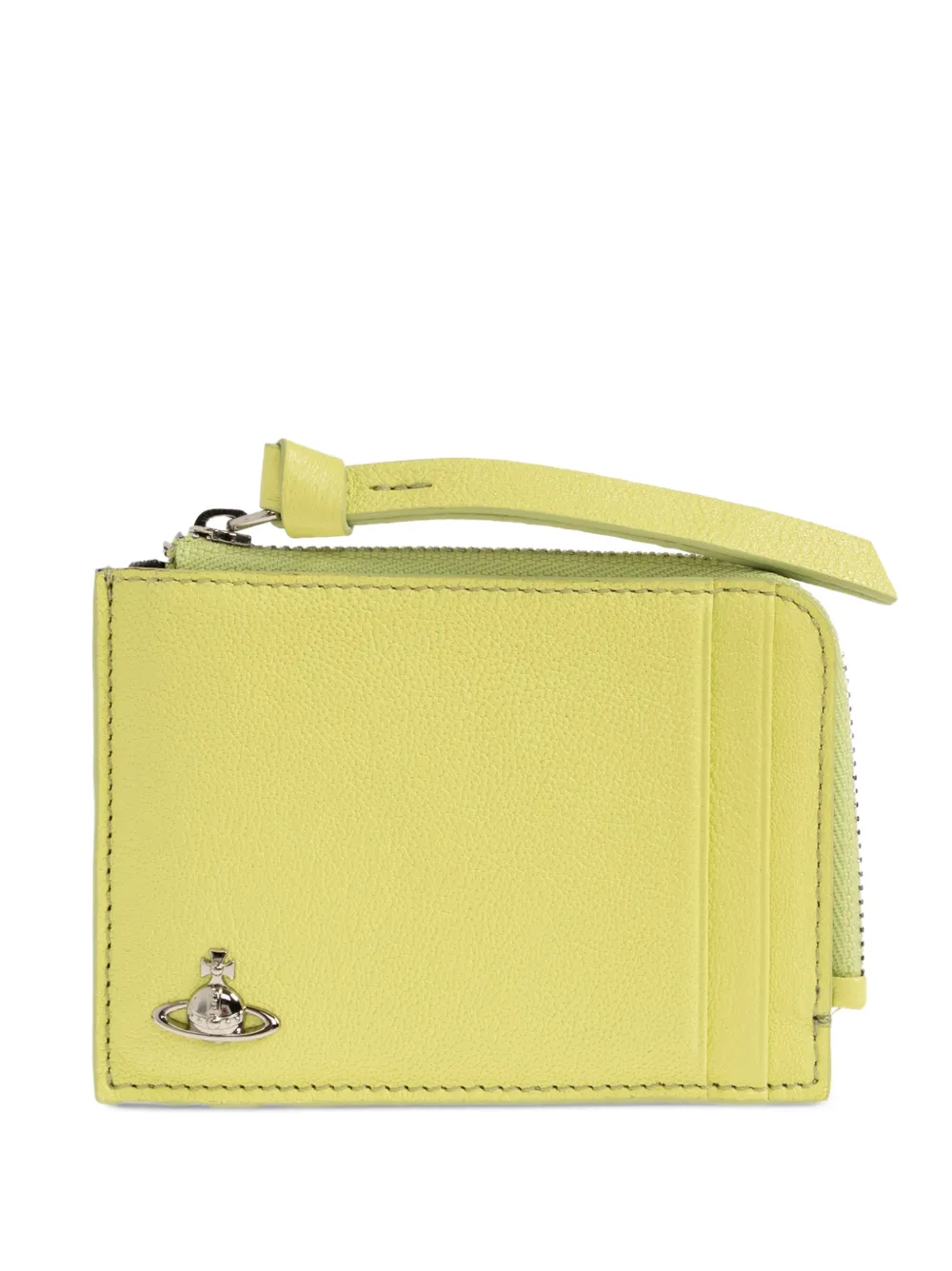 Vivienne Westwood Orb-plaque grained leather card holder - Verde