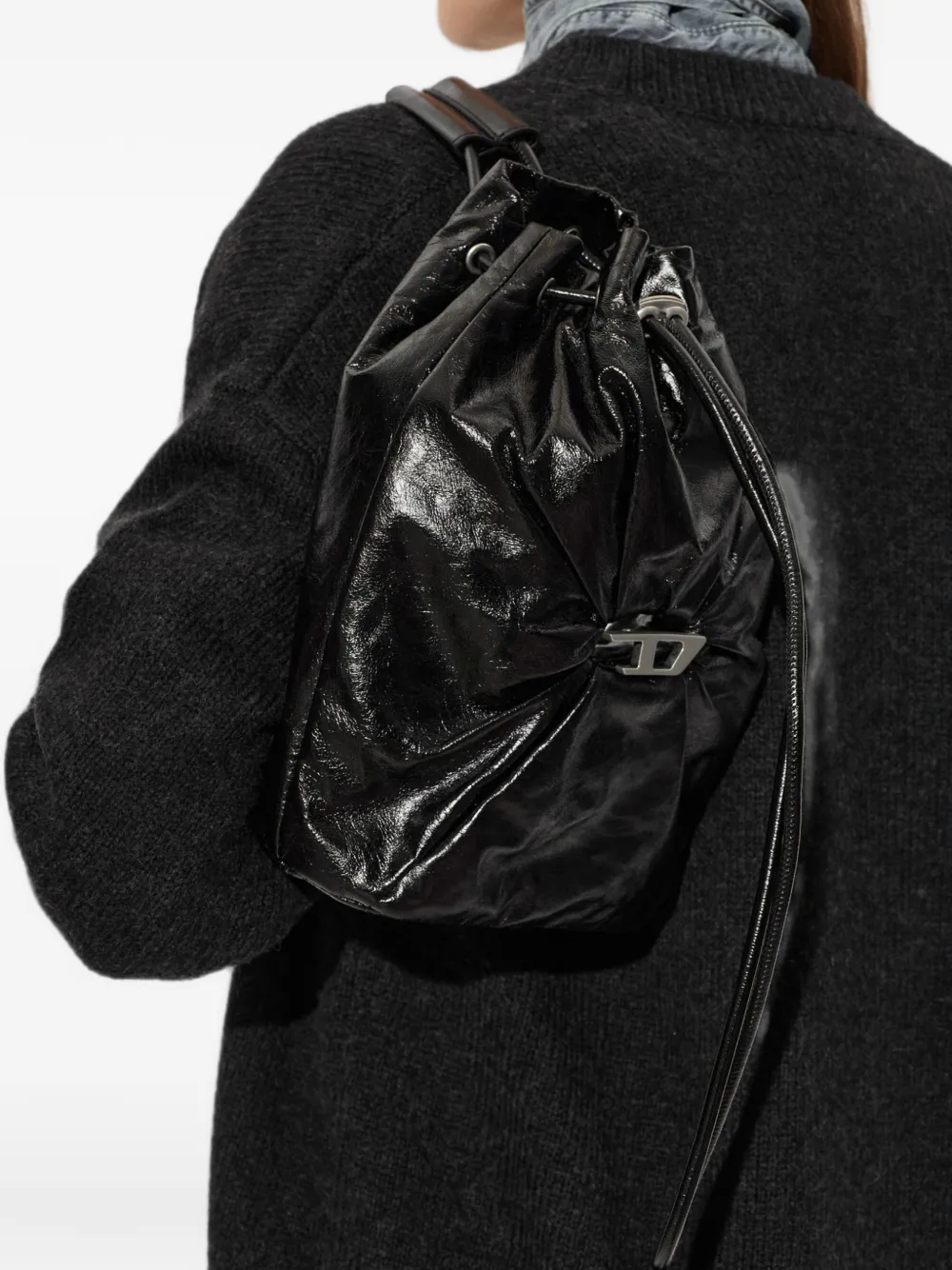 Diesel Scrunch-D rugzak met logoplakkaat Zwart
