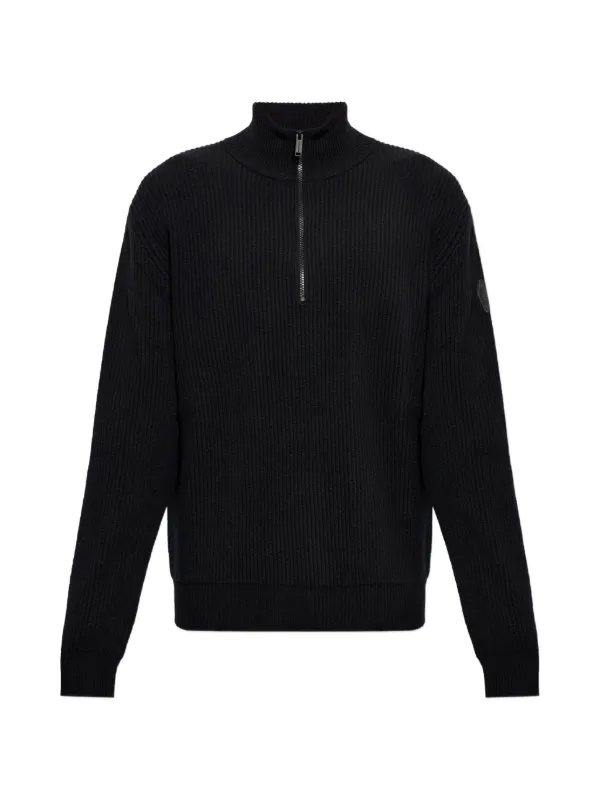 Canada Goose Mckinney Zip-fastening Ribbed-knit Sweater in Black