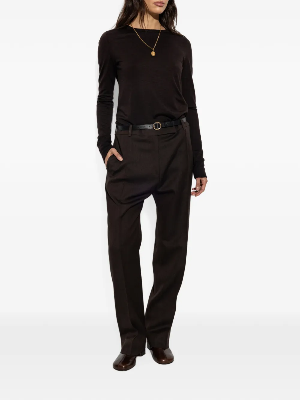 Studio Nicholson Quarte wollen broek Bruin
