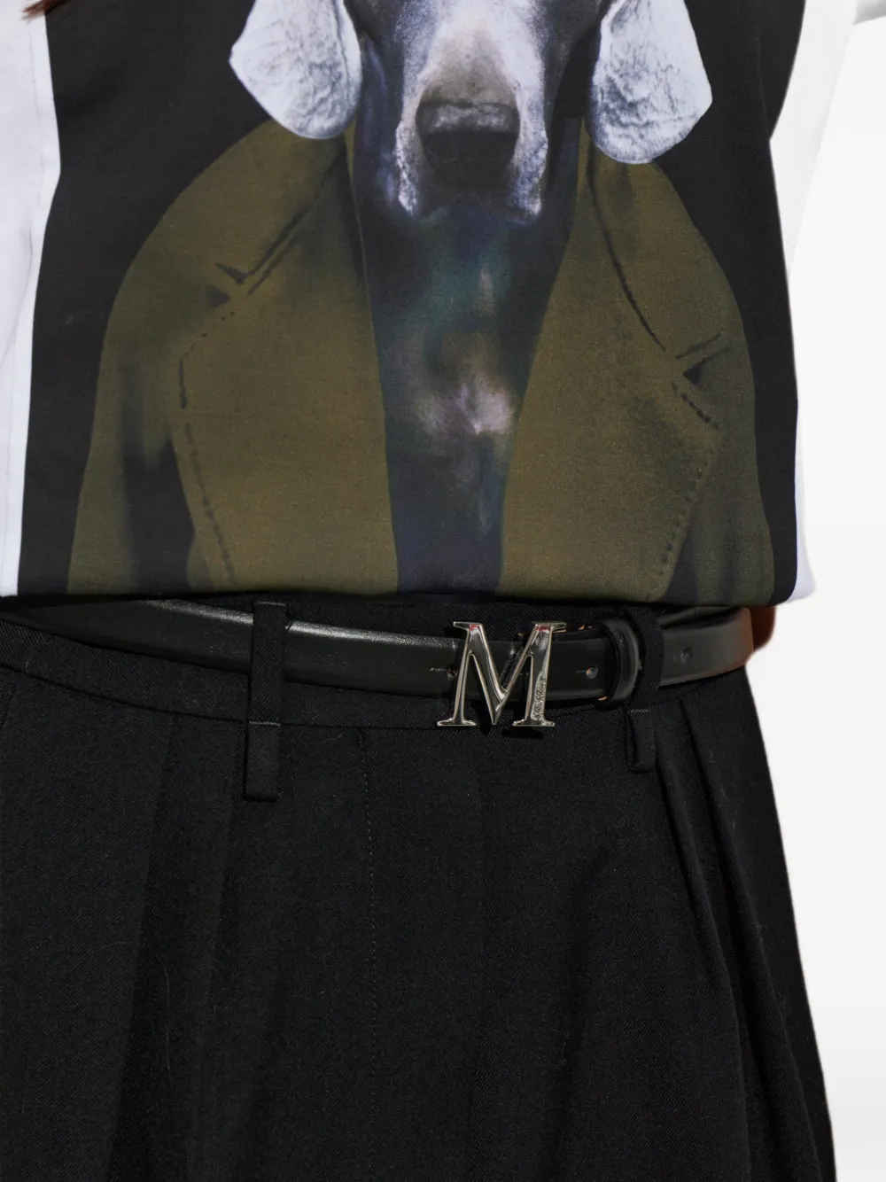 Max Mara Leren riem met logoplakkaat Zwart