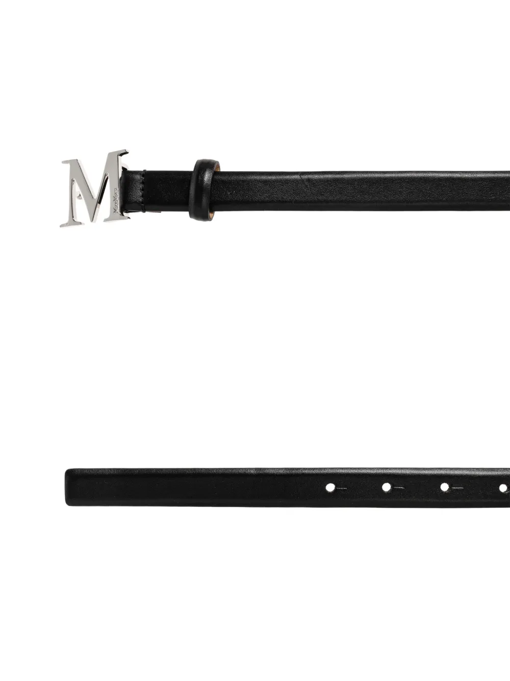 Max Mara Leren riem met logoplakkaat Zwart