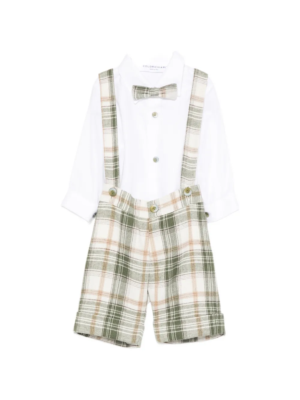 Colorichiari Drie paar geruite shorts met bretels Groen