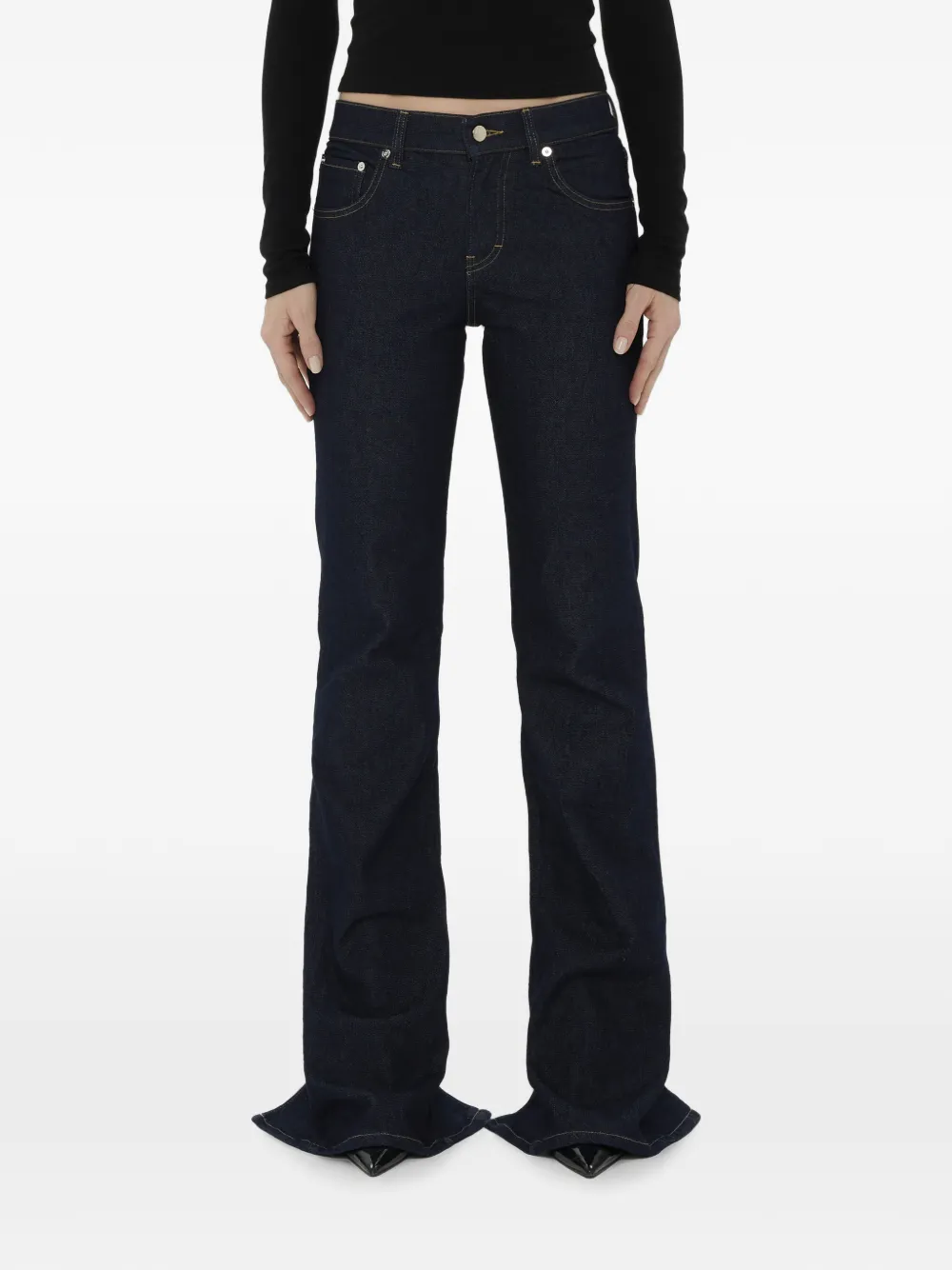 Haikure back-slit five-pocket jeans - Schwarz