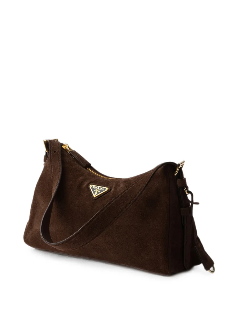 Prada Medium Aimée suède schoudertas Bruin
