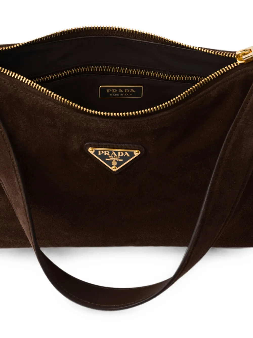 Prada Medium Aimée suède schoudertas Bruin