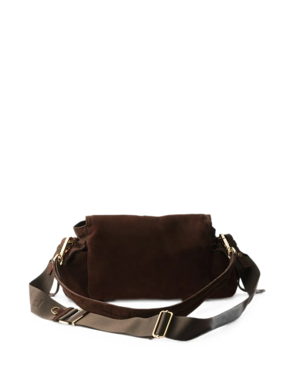 Prada Medium Explore suède schoudertas met klep Bruin