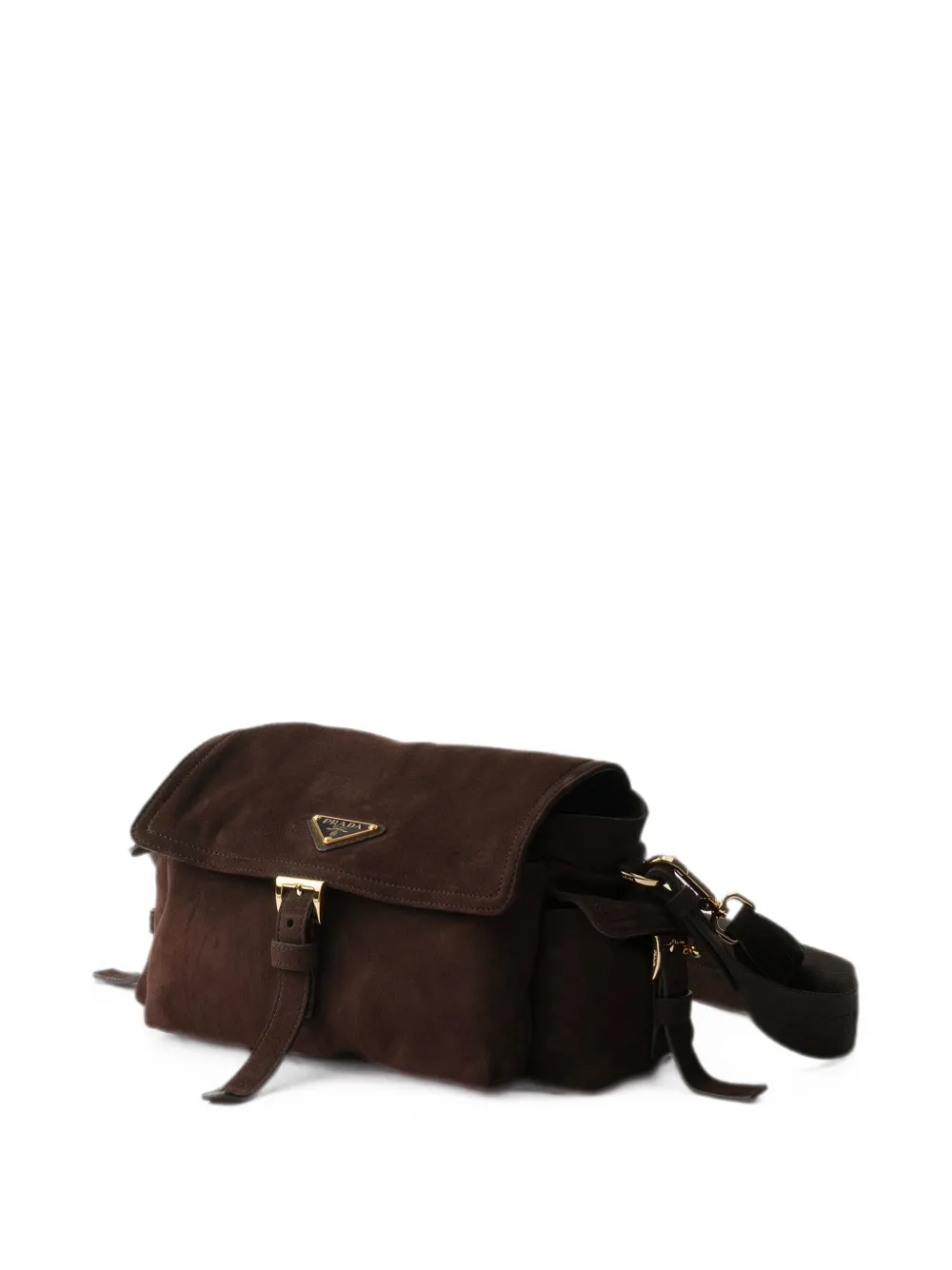 Prada Medium Explore suède schoudertas met klep Bruin