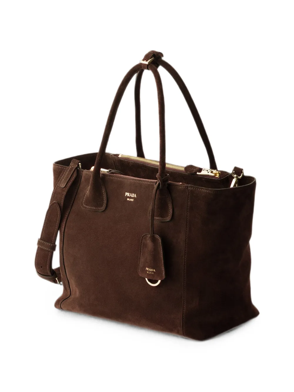 Prada Grote suède shopper Bruin