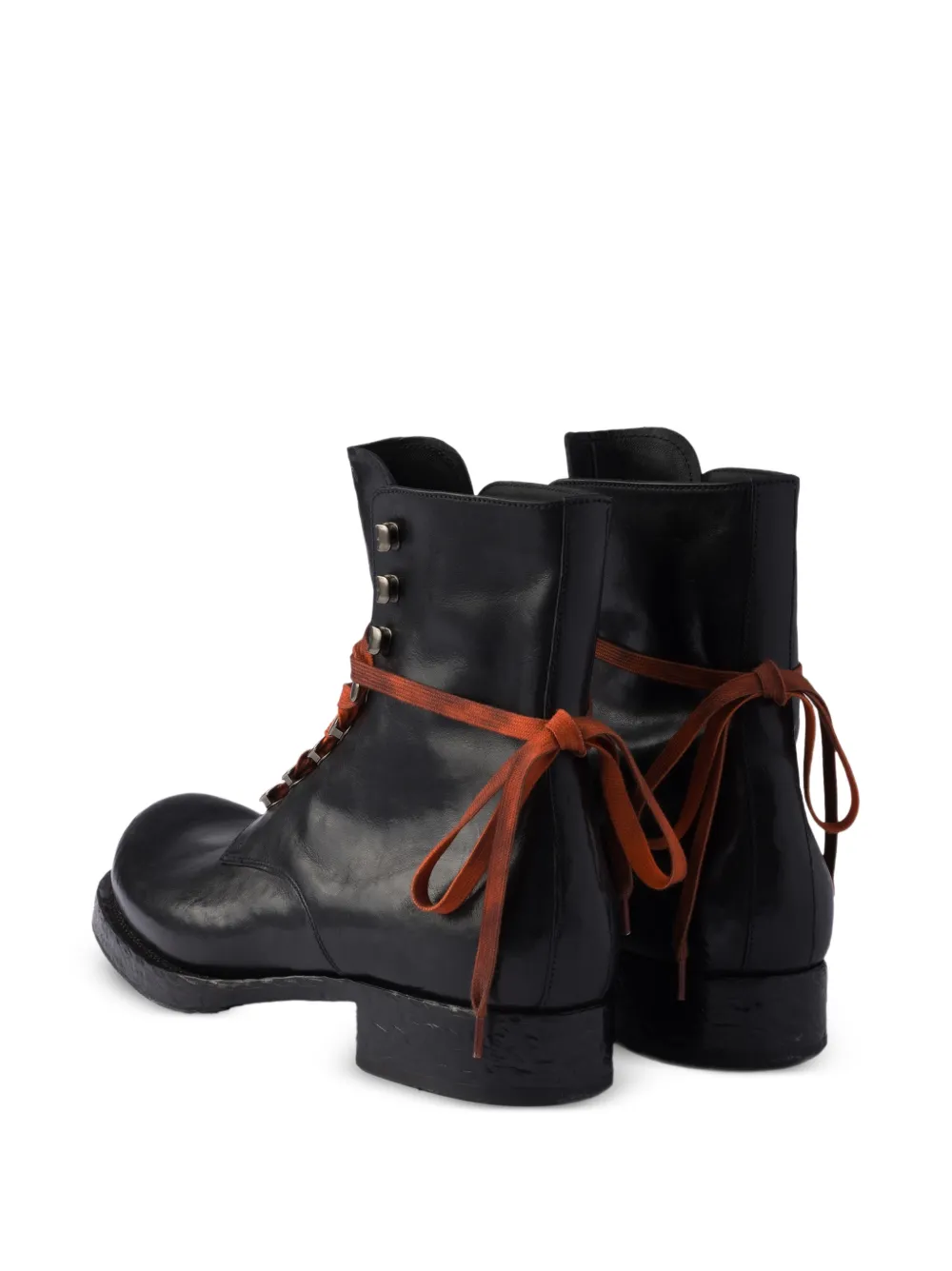 Prada leather laced booties Zwart