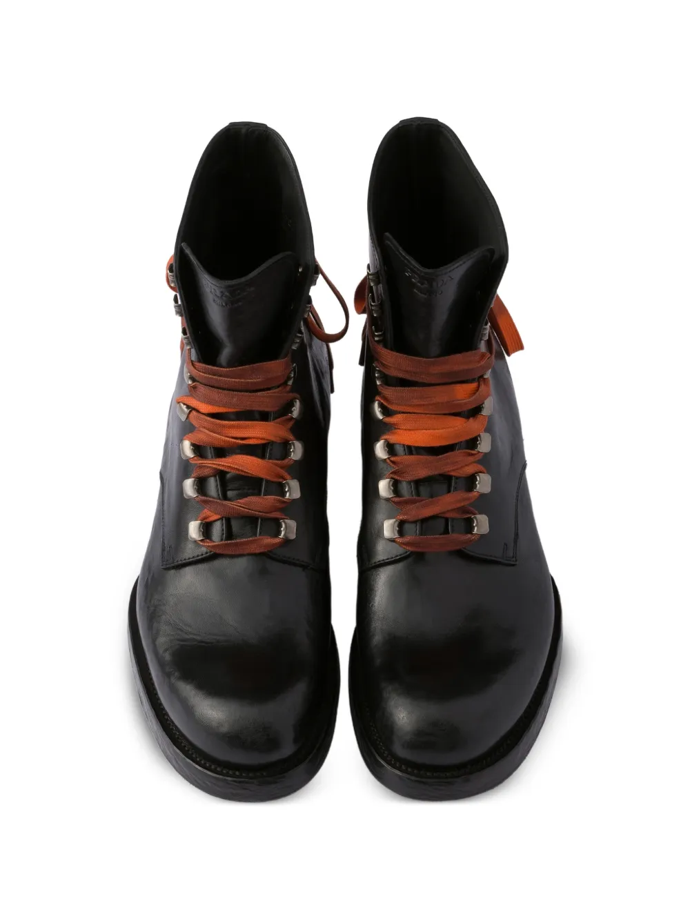 Prada leather laced booties Zwart