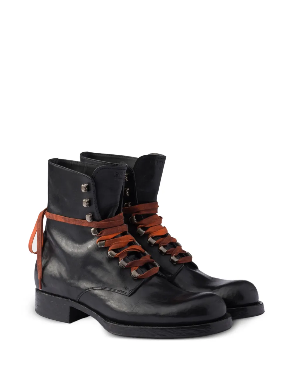 Prada leather laced booties Zwart
