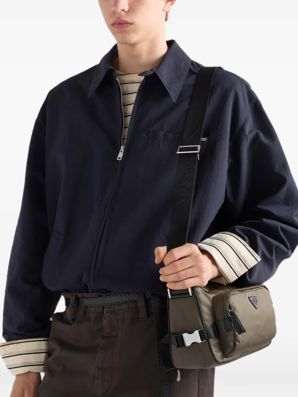 Prada Medium Re-Nylon en Saffiano leren schoudertas Groen