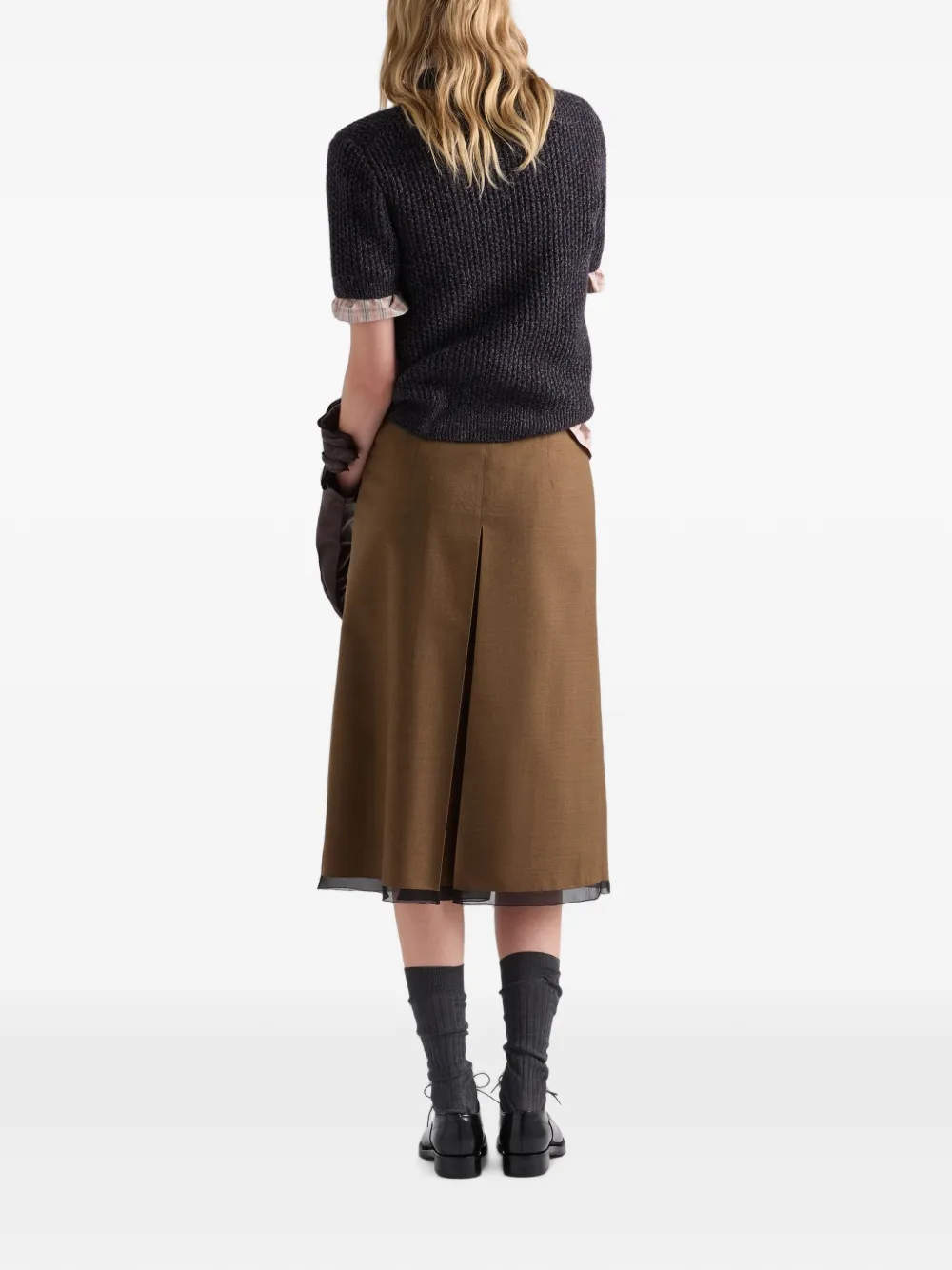 Prada Wool Midi-skirt In Braun