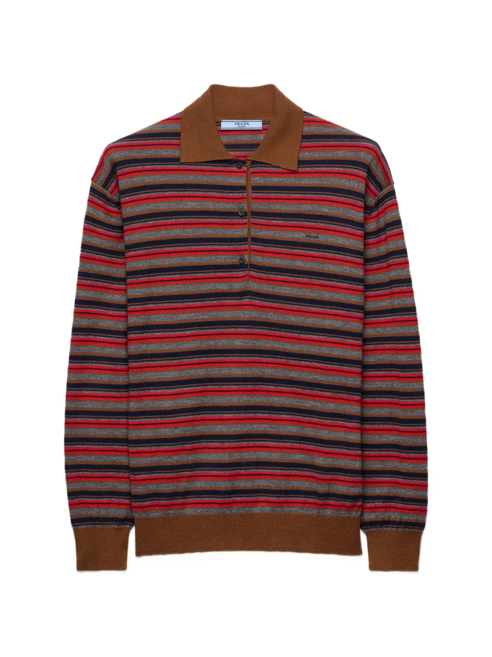 Prada striped cashmere polo sweater - Rosso