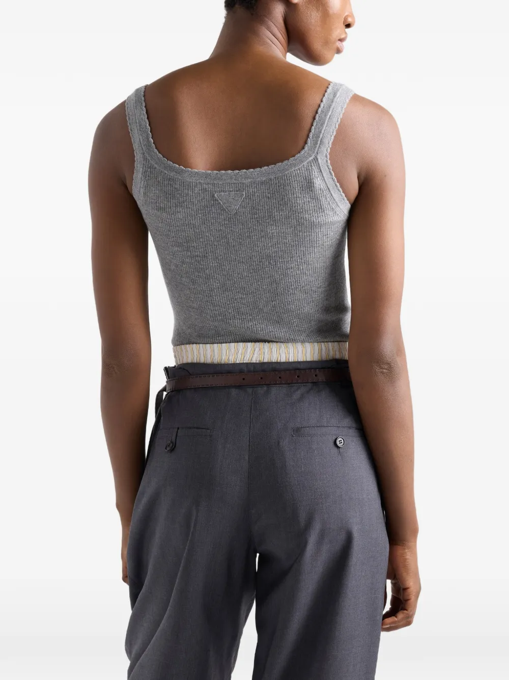 Prada Kasjmier ribgebreide tanktop Grijs