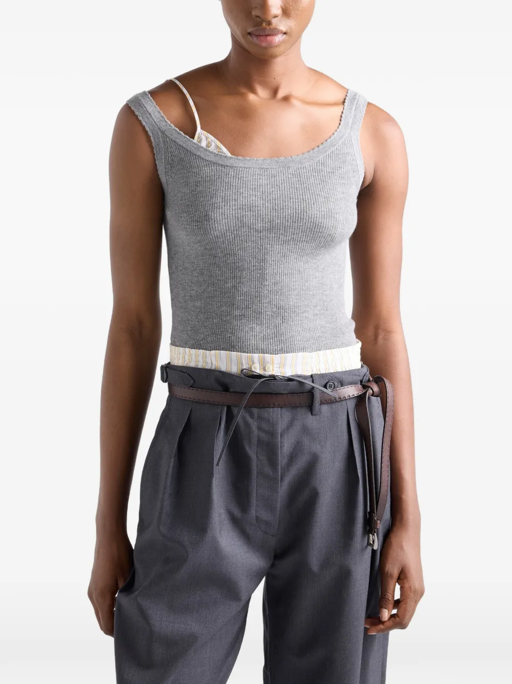Prada Kasjmier ribgebreide tanktop Grijs