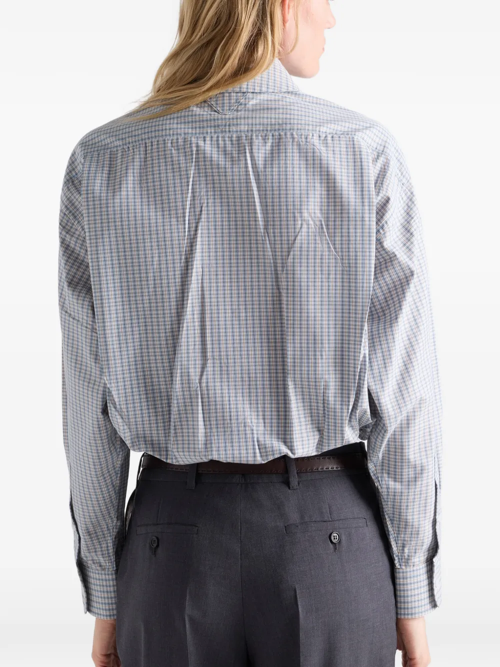 Prada Madras blouse Blauw