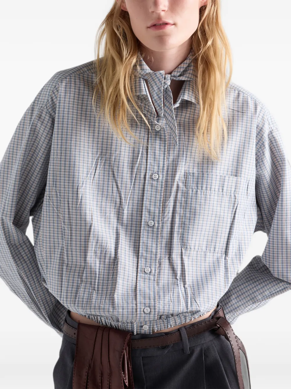 Prada Madras blouse Blauw