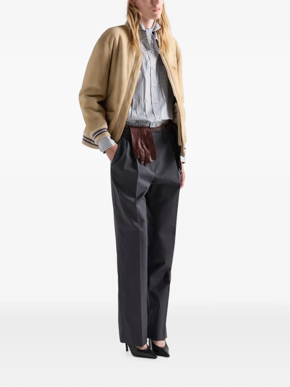 Prada Madras blouse Blauw