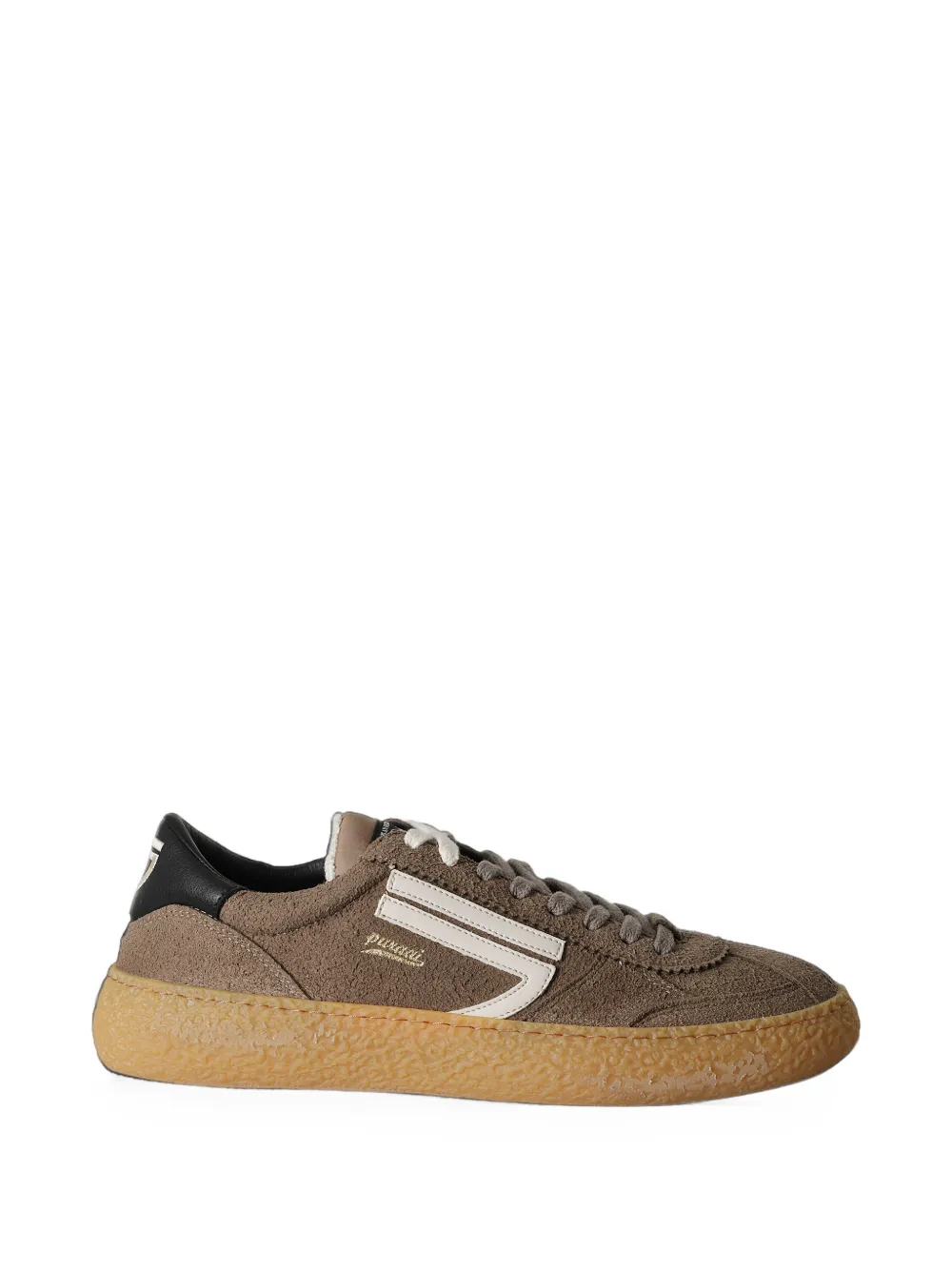 Puraai 1.01 Vintage sneakers met vlakken en logoprint Bruin