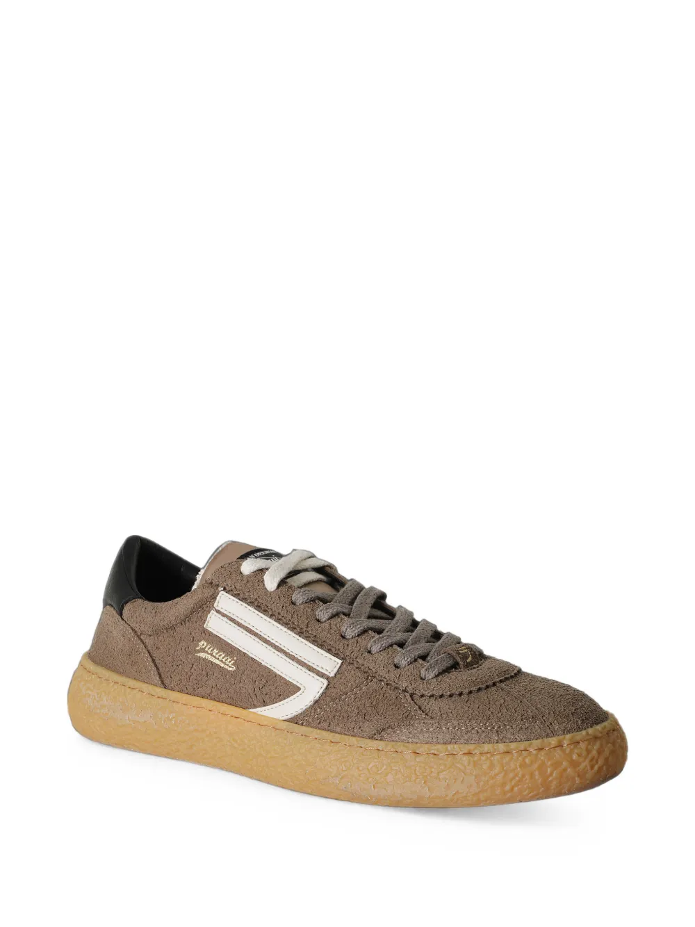 Puraai 1.01 Vintage sneakers met vlakken en logoprint Bruin