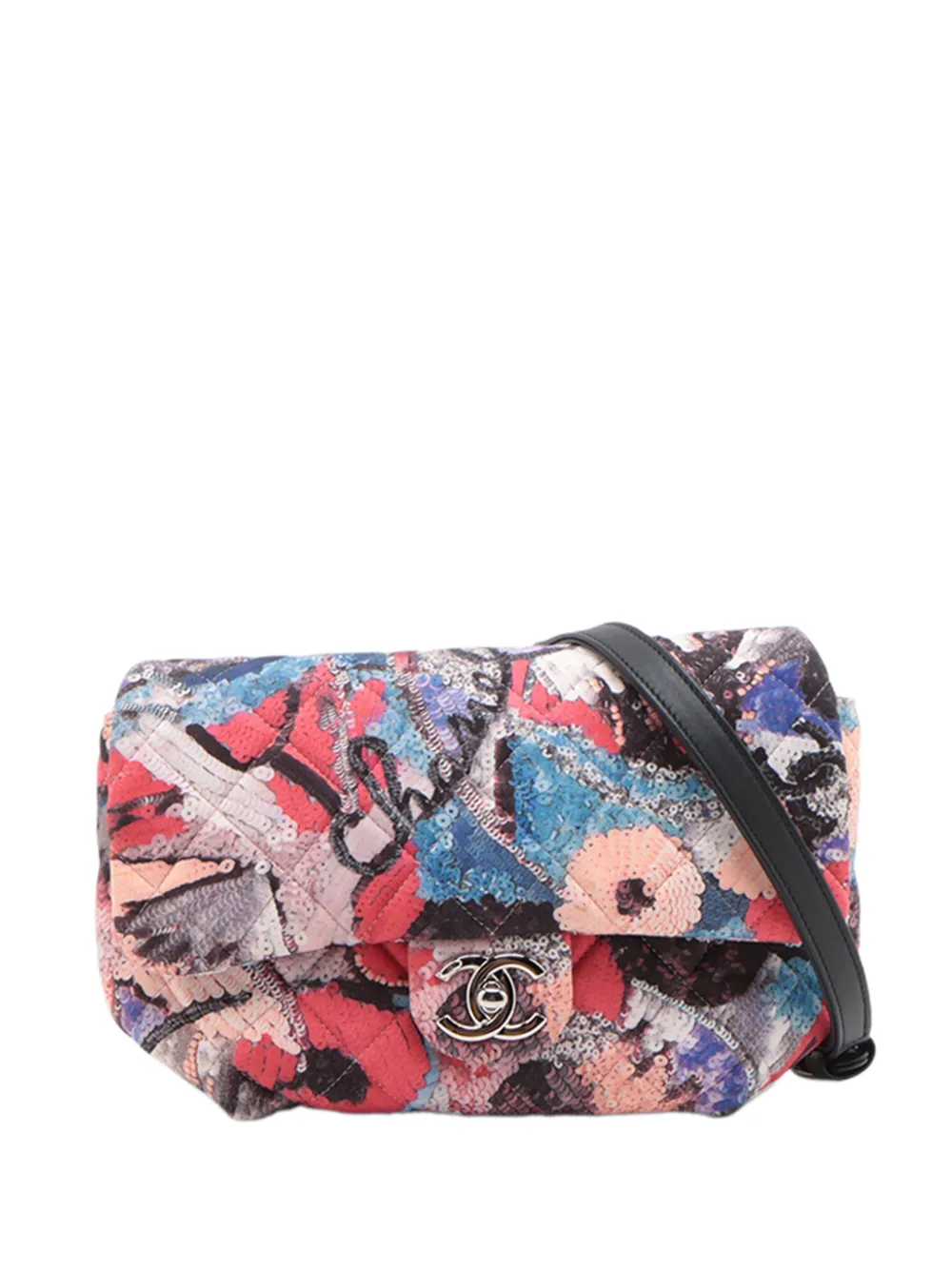CHANEL Pre-Owned 2019 Canvas Sequin Print Quilted Waist Bag belt bag - Rosso