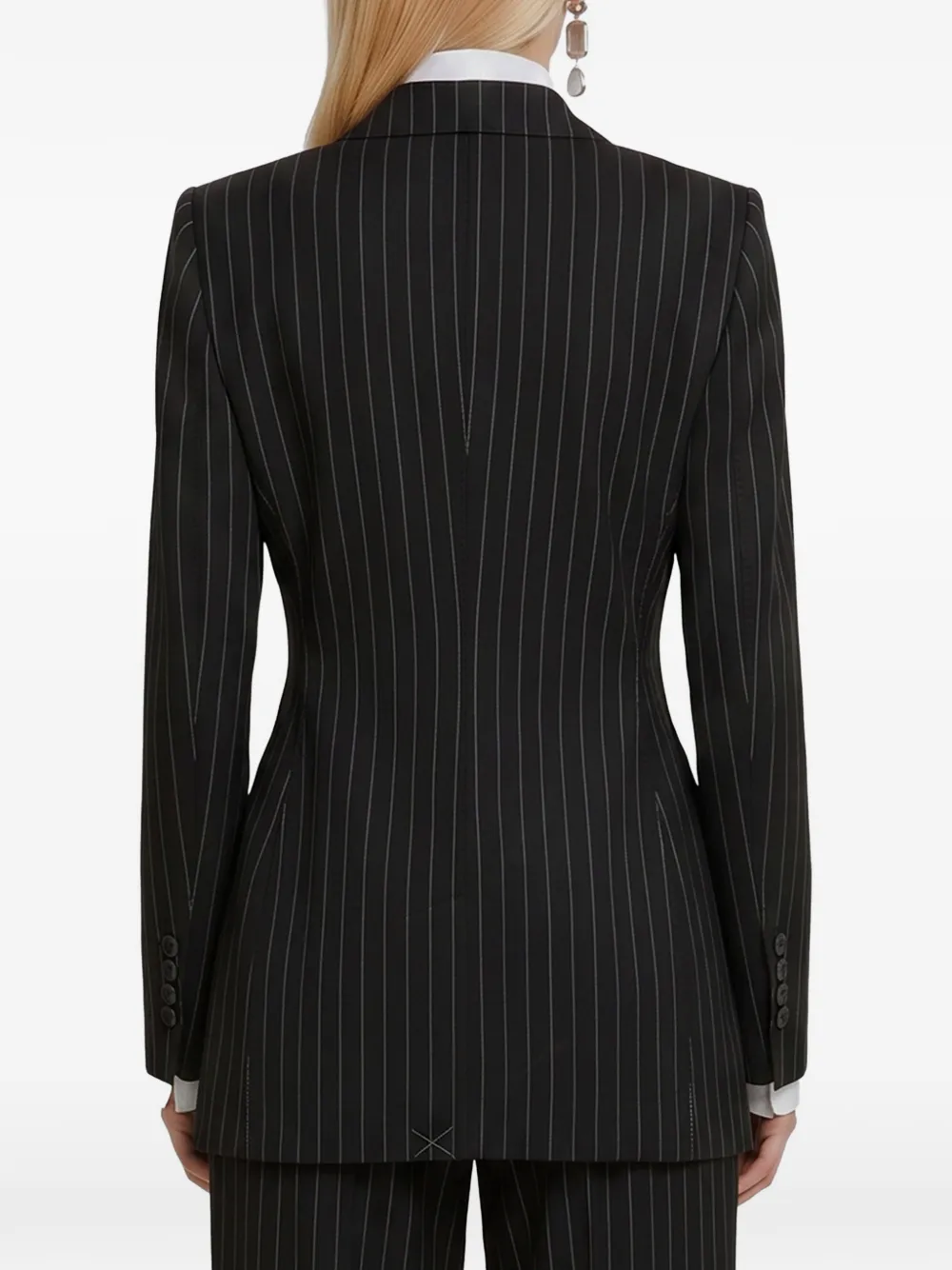 Dolce & Gabbana Jack met dubbele rij knopen en krijtstreep Zwart