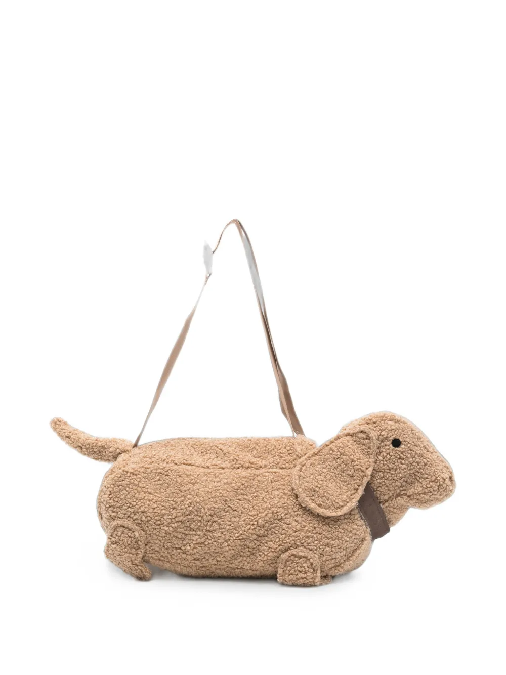 Il Gufo Crusca dog-shaped faux-shearling shoulder bag - Toni neutri